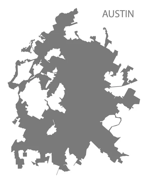 Austin Texas mapa de la ciudad silueta de ilustración gris — Vector de stock