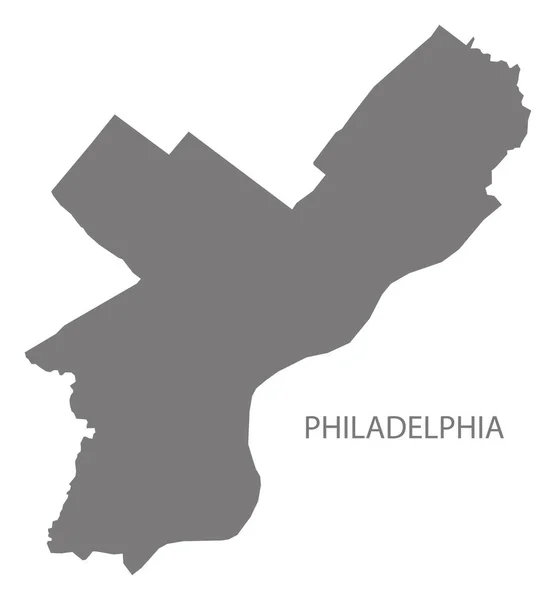 Philadelphia mapa da cidade forma silhueta ilustração cinza —  Vetores de Stock