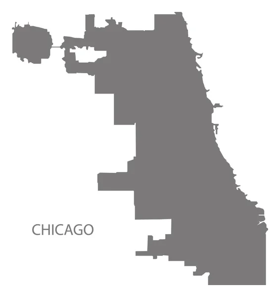 Chicago město mapa šedé ilustrace silhouette tvar — Stockový vektor