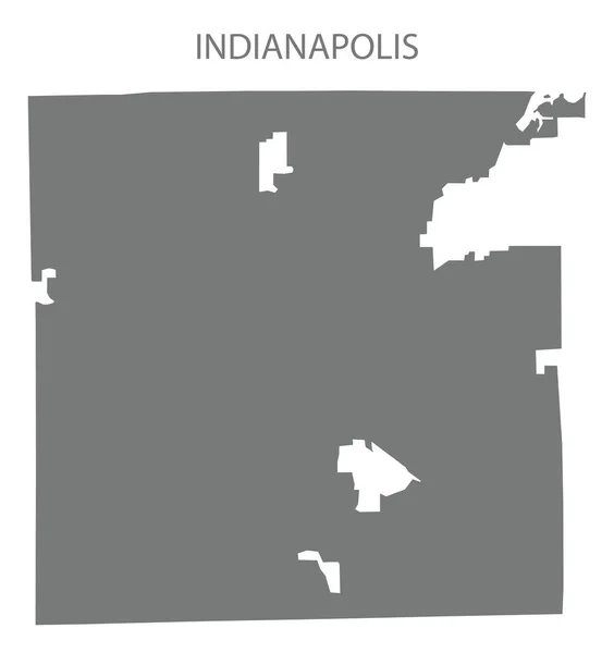 Indianápolis Indiana mapa de la ciudad gris ilustración silueta forma — Vector de stock
