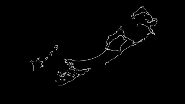 Bermuda Karte Umreißt Animation — Stockvideo