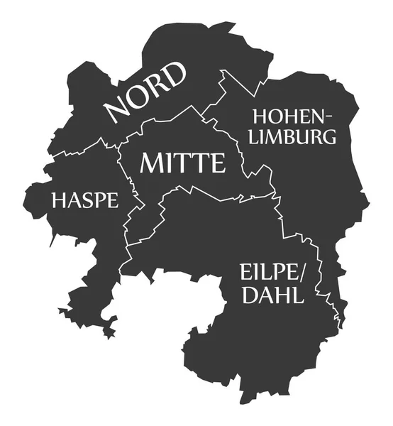 Mapa města Hagen Německo De označeny černé obrázek — Stockový vektor
