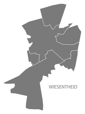 Wiesentheid Köyü harita gri illüstrasyon siluet şekli