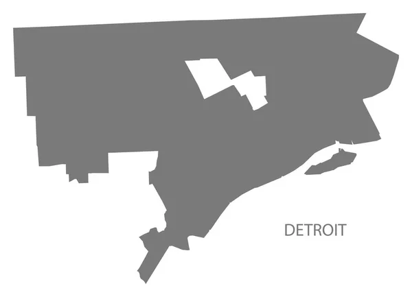 Detroit Michigan città mappa grigio illustrazione silhouette forma — Vettoriale Stock