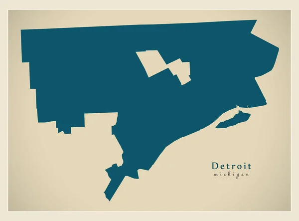 Modern harita - ABD'nin Detroit Michigan city — Stok Vektör