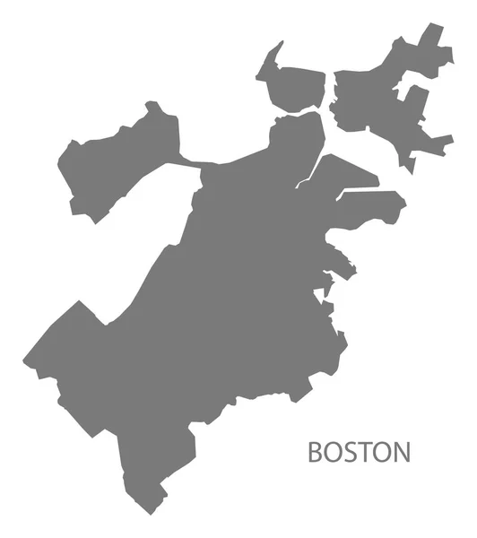 Bostoni Massachusetts város szürke illusztráció silhouette térképalakzat — Stock Vector
