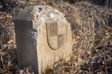 Eski Bavyera sınır çayırda taş işareti