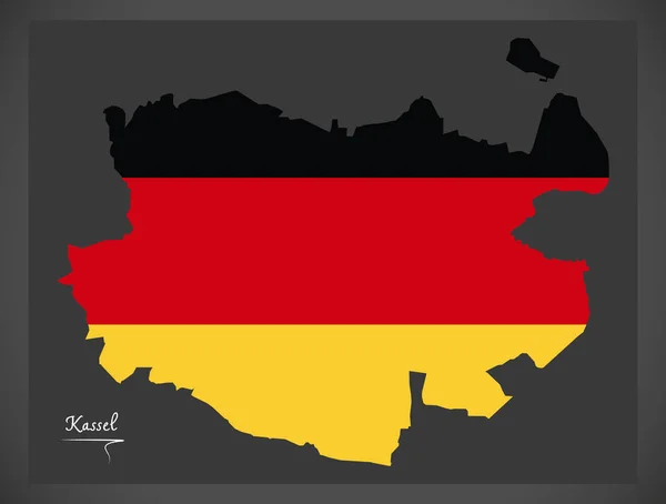 Kassel karta med tysk flagga illustration — Stock vektor