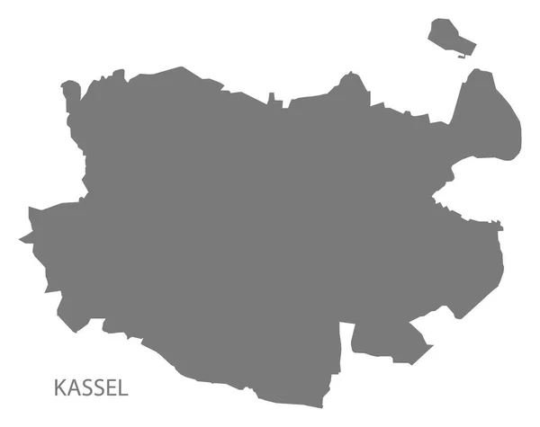 Mapa de la ciudad de Kassel con boroughs gris silueta ilustración forma — Archivo Imágenes Vectoriales