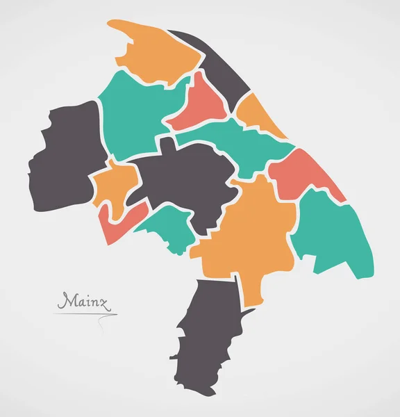 自治区とモダンなラウンド形状を持つマインツ マップ — ストックベクタ