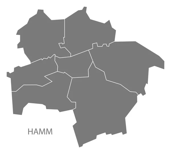 Mapa města Hamm s obcí šedý obrázek silueta tvaru — Stockový vektor