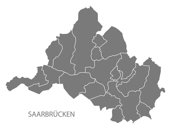 Saarbrucken mapa de la ciudad con boroughs silueta de ilustración gris — Archivo Imágenes Vectoriales