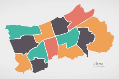 Herne harita ilçeler ve modern yuvarlak şekiller