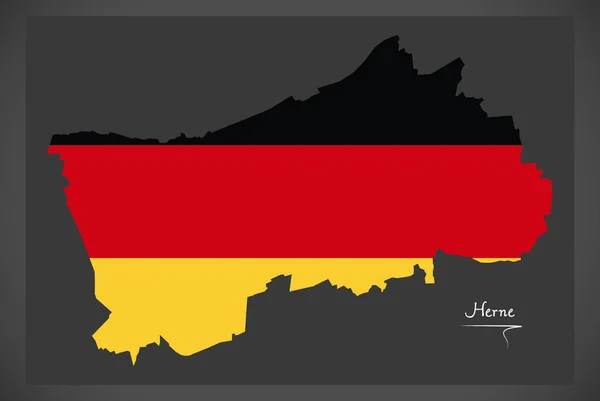 Herne map with German national flag illustration — Stock Vector