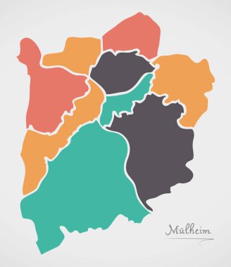 Mulheim harita ilçeler ve modern yuvarlak şekiller