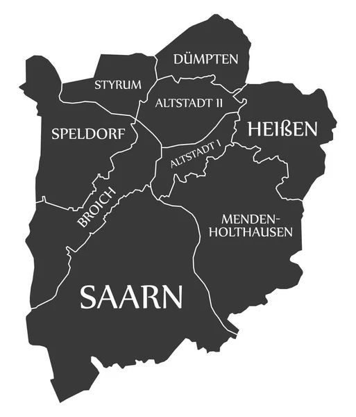 Mulheim City mapa Německo De označeny černé obrázek — Stockový vektor