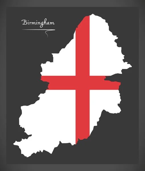 Карта Бирмингема с изображением английского национального флага — стоковый вектор