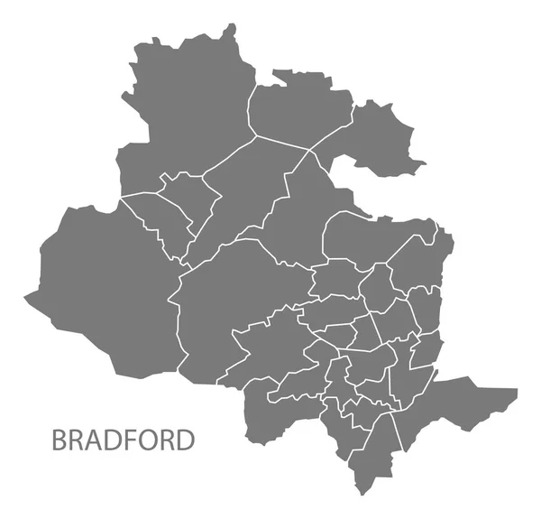 Mapa de Bradford con formas de silueta de ilustración gris — Vector de stock