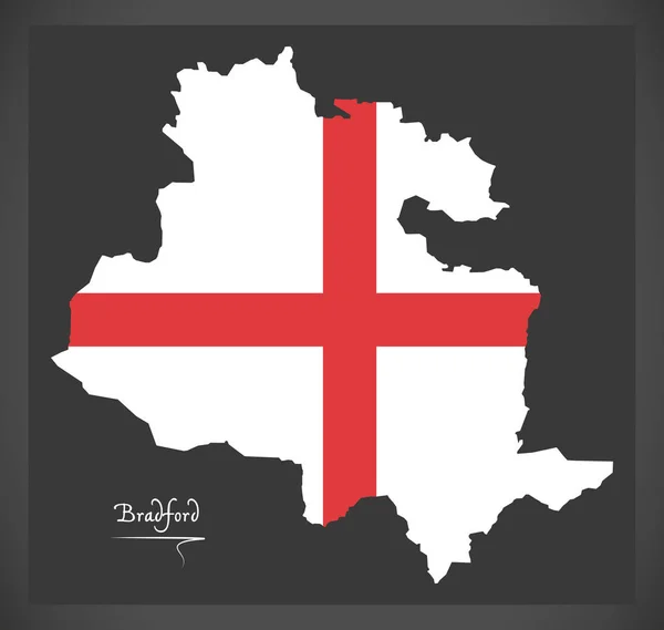 Карта Брэдфорда с иллюстрацией английского национального флага — стоковый вектор
