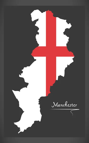 Карта Манчестера с изображением английского национального флага — стоковый вектор