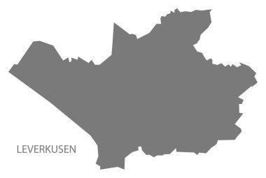 Leverkusen şehir harita gri illüstrasyon siluet şekli