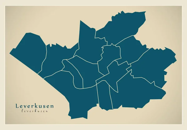 Plattegrond van de moderne stad - Leverkusen city van Duitsland met De boroughs — Stockvector
