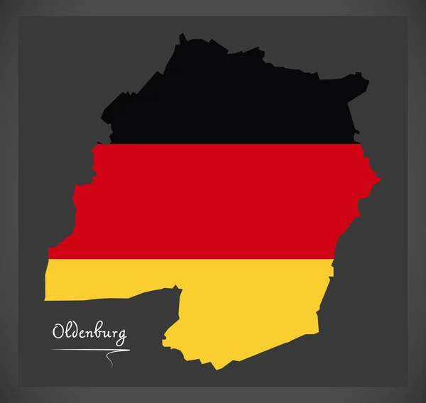 Oldenburg mapę z niemiecka flaga ilustracja — Wektor stockowy