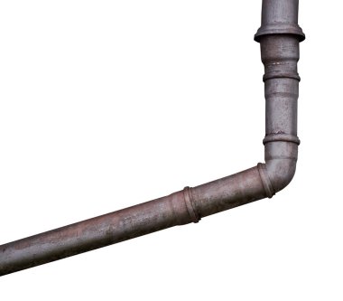 Beyaz arka plan üzerinde izole eski metal ve çizik yağmur suyu cilt payı