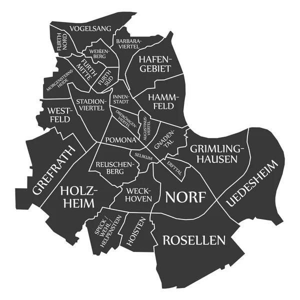 Mapa miasta Neuss Niemcy De oznakowane czarny ilustracja — Wektor stockowy