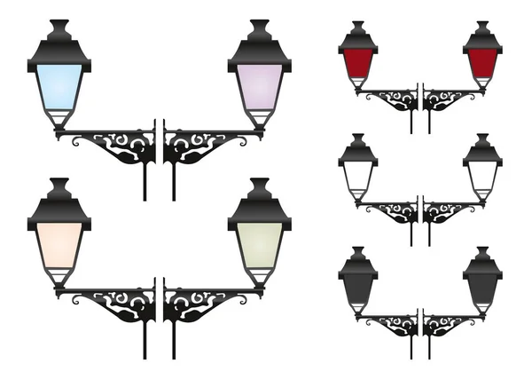 Old historic street lamps vector illustration — Stock Vector