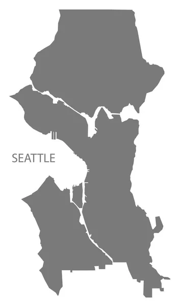 Seattle Washington Mapa Cidade Ilustração Cinza Forma Silhueta —  Vetores de Stock