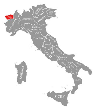 İtalya haritasında Aosta Vadisi kırmızısı vurgulandı
