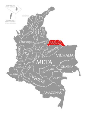 Kolombiya haritasında Arauca kırmızısı vurgulandı