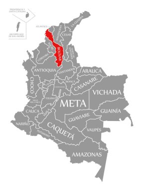 Kolombiya haritasında Bolivar kırmızısı vurgulandı