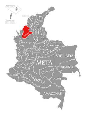 Kolombiya haritasında Cordoba kırmızısı vurgulandı