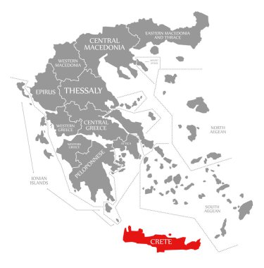 Yunanistan haritasında Girit kırmızısı vurgulandı