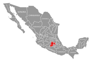 Meksika haritasında Estado de Mexico kırmızısı vurgulandı