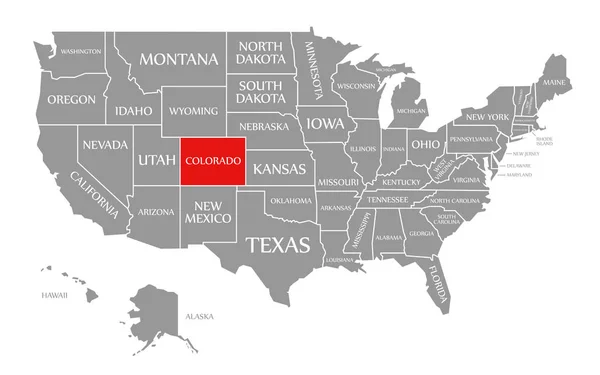 Червоний колір Колорадо зображено на карті Сполучених Штатів Америки. — стокове фото