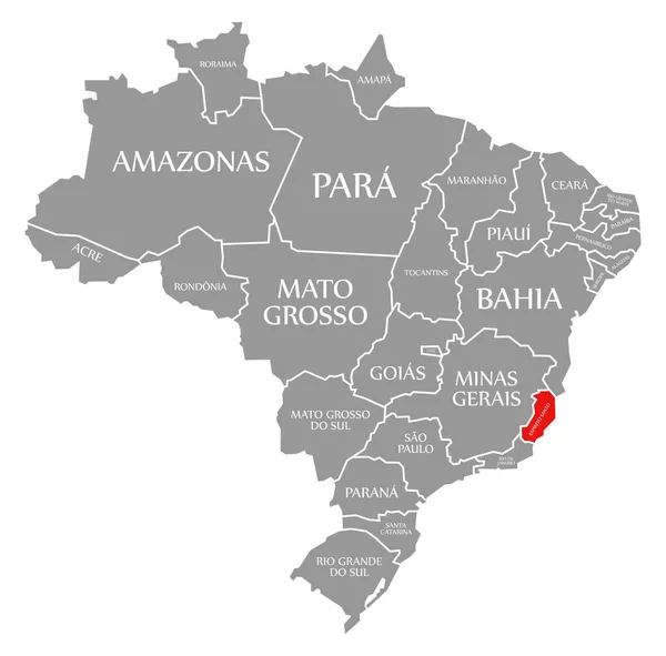 Espirito Santo κόκκινο τονίζεται στο χάρτη της Βραζιλίας — Φωτογραφία Αρχείου