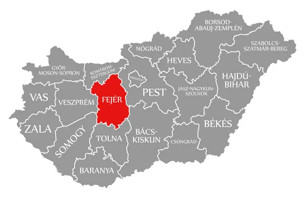 フェジャー・レッドはハンガリー地図で強調表示 — ストック写真