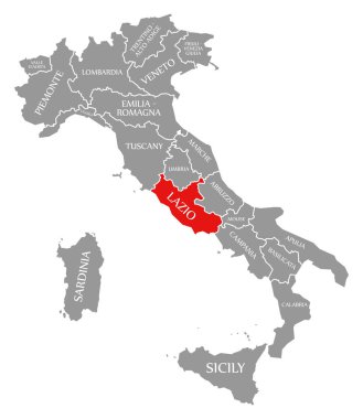 İtalya haritasında Lazio kırmızısı vurgulandı