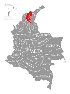 Kolombiya haritasında Magdalena kırmızısı vurgulandı