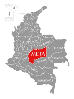 Kolombiya haritasında meta kırmızısı vurgulandı