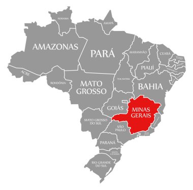Brezilya haritasında Minas Gerais kırmızısı vurgulandı