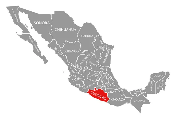 Guerrero rojo resaltado en el mapa de México —  Fotos de Stock