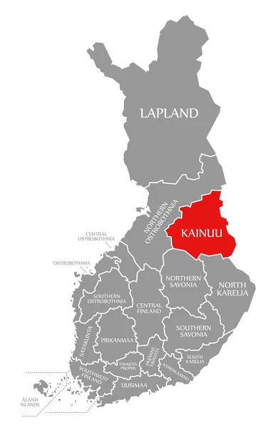 Kainuu rosso evidenziato nella mappa di Finlandia — Foto Stock