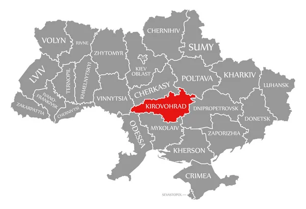 Kirovohrad piros kiemelte a térképen Ukrajna — Stock Fotó