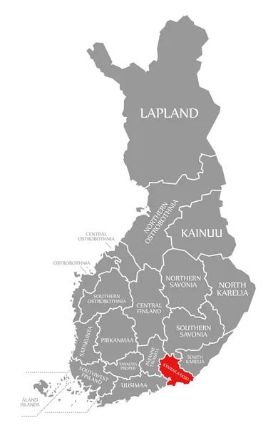 Kymenlaakso赤フィンランド地図で強調表示 — ストック写真