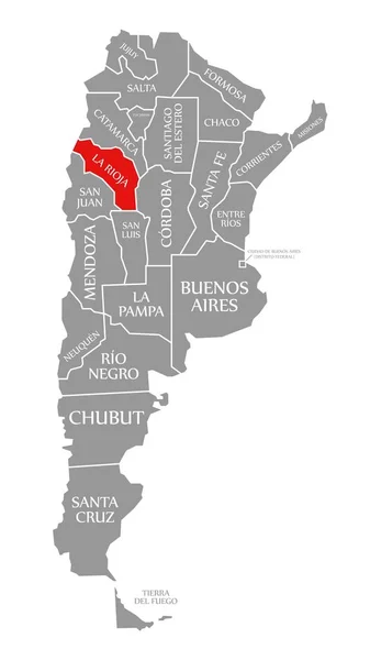 La Rioja rojo resaltado en el mapa de Argentina — Foto de Stock