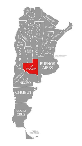 La Pampa rojo resaltado en el mapa de Argentina — Foto de Stock